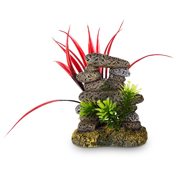 Petco Stacked Stones Plants Aquarium Ornament 3 5 L X 3 W X 4