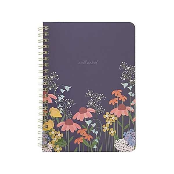 Carolina Pad Wildflower College-Ruled 80-Sheets Personal Notebook, 5 x 7 in - Assorted Colors