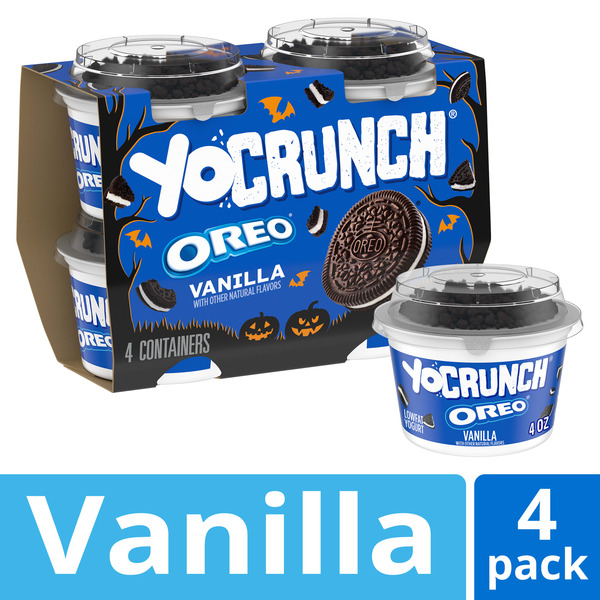 YoCrunch Low Fat Vanilla Yogurt with OREO Cookie Pieces, 4 oz, 4