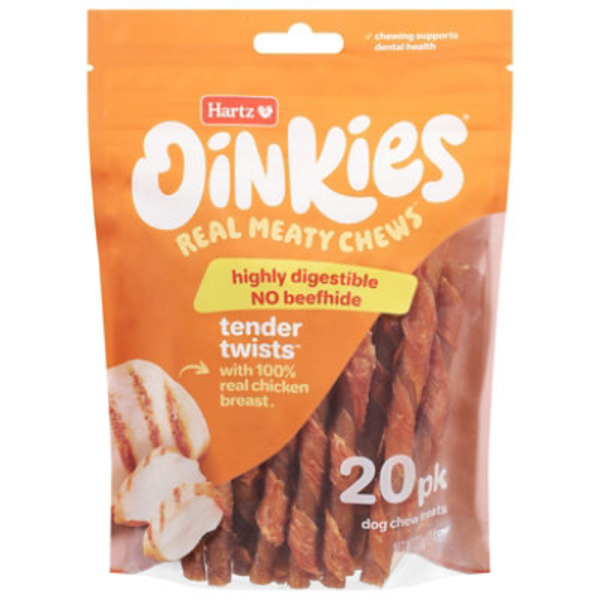 Hartz Oinkies Tender Twists Dog Chew Treats