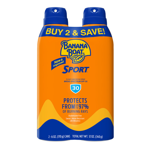 Banana Boat Clean Sunscreen Spray, Ultra, Sport, Broad Spectrum SPF 30 - 6 oz