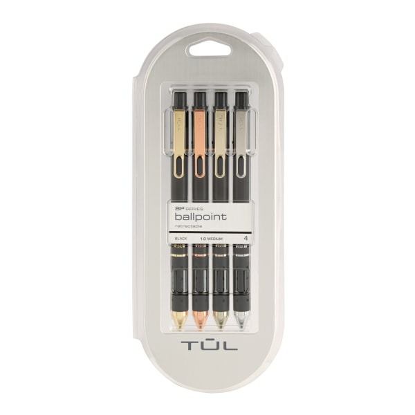TUL 1.0 mm Mixed Metals Medium Point Retractable Ballpoint Pens - Black Barrel Black Ink