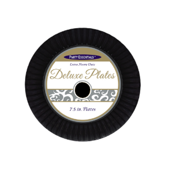 Party Essentials - 7.5" Deluxe Plastic Plate, Black - 20 Ct