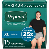 Fresh Protection Men's Adult Incontinence Underwear, XL, Grey