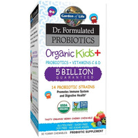 Garden of Life Dr. Formulated Probiotics Organic Kids+ - Berry Cherry Supplement Vitamin | 5 Billion CFU | 30 Chewables