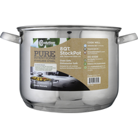Pure Intentions Series Stock Pot with Tempered Glass Lid, 8 qt Capacity, Stainless Steel