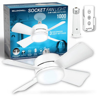 Bell + Howell Socket Fan Ceiling with Light, Screw into Any Light Socket, with Remote Control, One Size, White