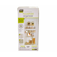 Smart Design 5-Tier Over the Door Pantry Organizer Rack with Adjustable Shelves - White