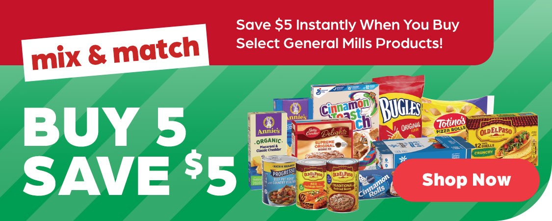 Save $5 instantly when you buy select General Mills products!